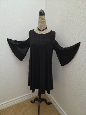 Nina Leonard Black Cold Shoulder Dress w/ Choker Necklace